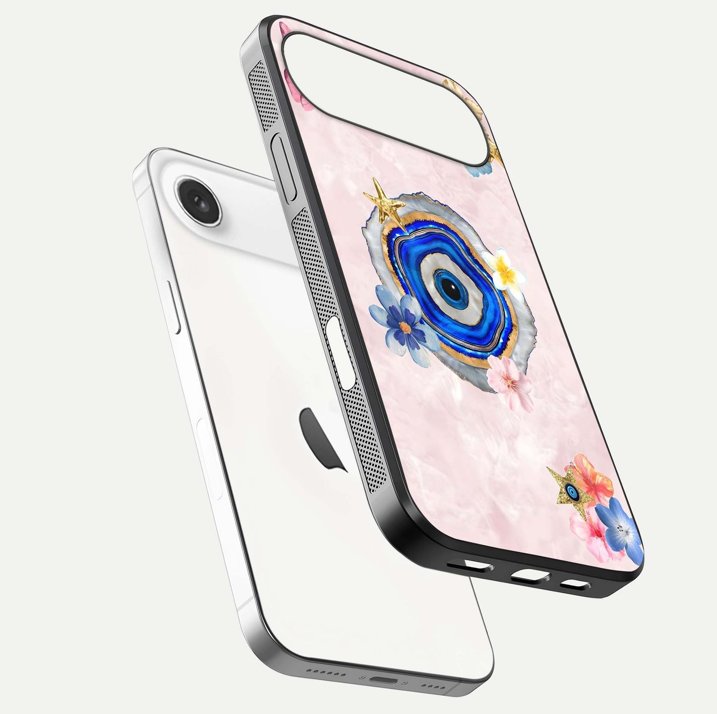 Divine Aura Bloom Glass Case for iPhone Air  floating mockup showing gloss texture and elegant design