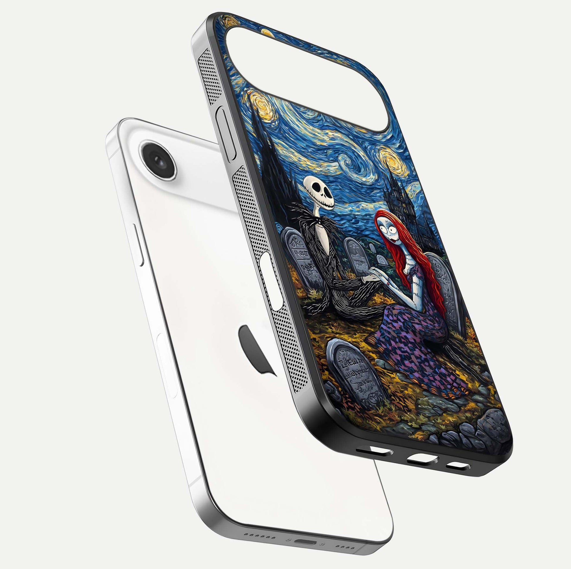 Eternal Night Love Glass Case for iPhone Air  floating mockup showing gloss brightness and romantic vibe