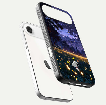 Firefly Meadow Magic Glass Case for iPhone Air  floating mockup showing gloss polish and magical night hues