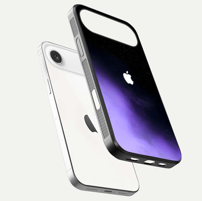 Galaxy Apple Aura Glass Case for iPhone Air  floating dual-view mockup highlighting HD gloss and deep space color blend