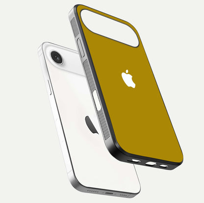 Golden Luxe Aura Glass Case for iPhone Air  floating dual-view mockup showing glossy texture and elegant gold gradient