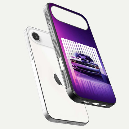 Midnight Muscle Ride Glass Case for iPhone Air  floating dual-view mockup showing glossy finish and shine depth