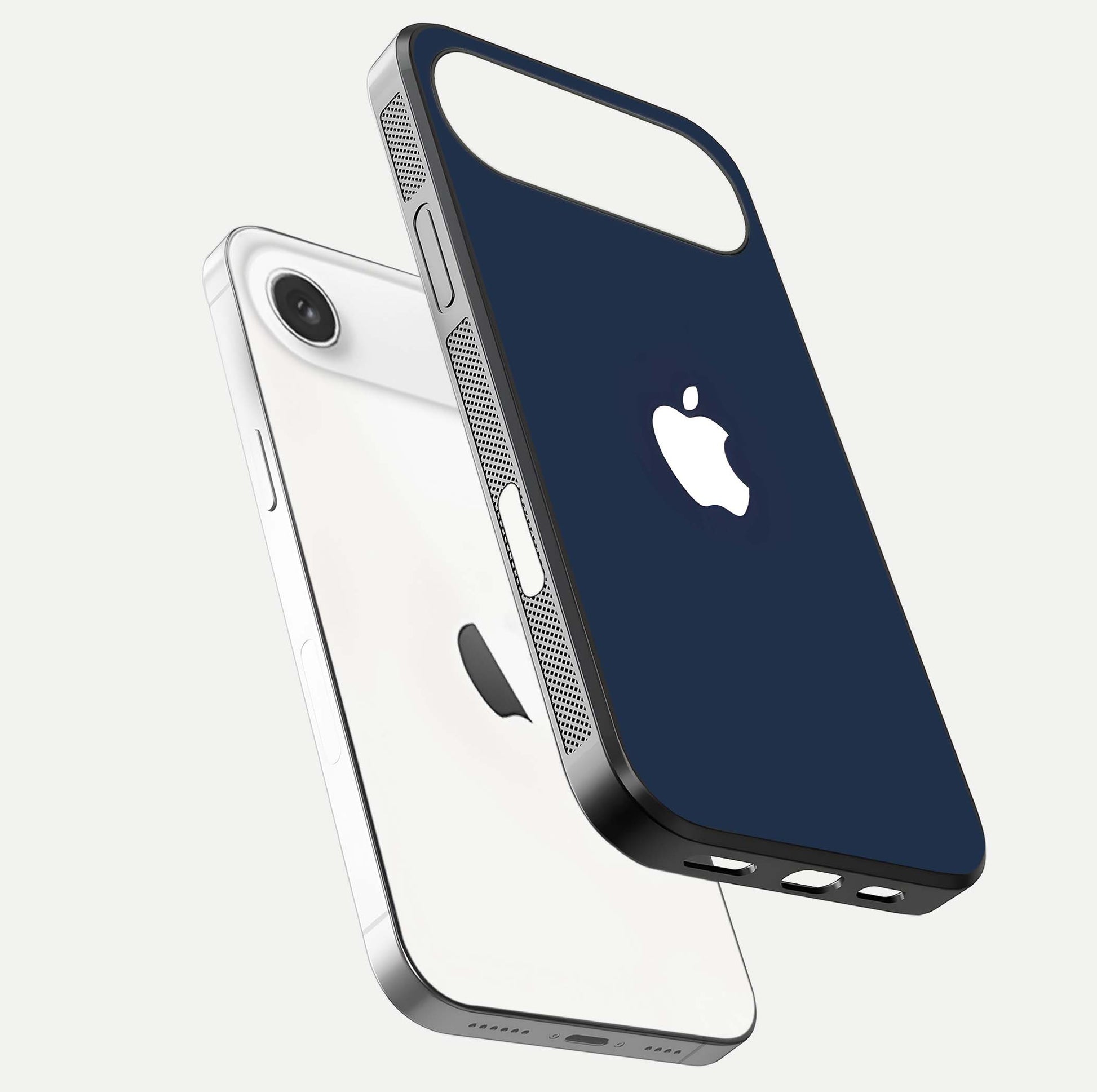 Minimal Apple Night Glass Case for iPhone Air  floating dual-view mockup showing HD shine and minimal style