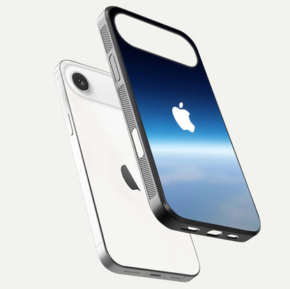 Minimal Apple Sky Glass Case for iPhone Air  floating dual-view mockup showing HD gloss and Apple design