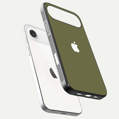 Olive Matte Essence Glass Case for iPhone Air  floating dual-view mockup showing matte gloss and depth