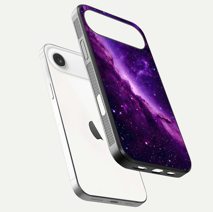 Purple Shade Sky Glass Case for iPhone Air  floating dual-view mockup displaying gloss and sky theme