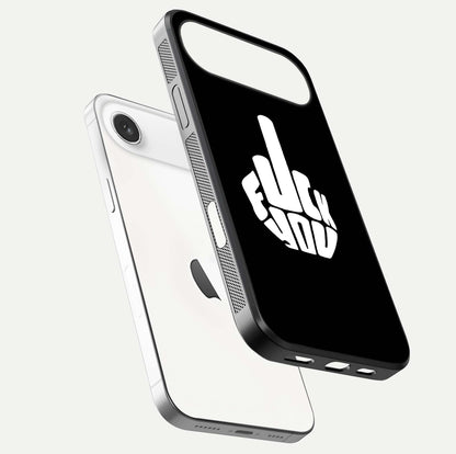 Rebel Mode On Glass Case for iPhone Air  floating dual-view mockup displaying gloss shine and statement art