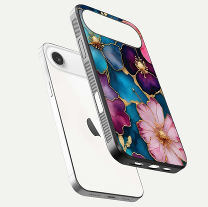 Sparkle Floral Glass Case for iPhone Air  floating dual-view mockup displaying gloss surface and sparkle effect