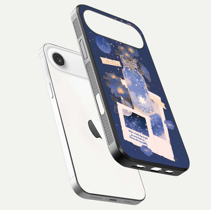 Starlit Cosmic Jar Glass Case for iPhone Air  floating dual-view mockup displaying gloss and starry depth