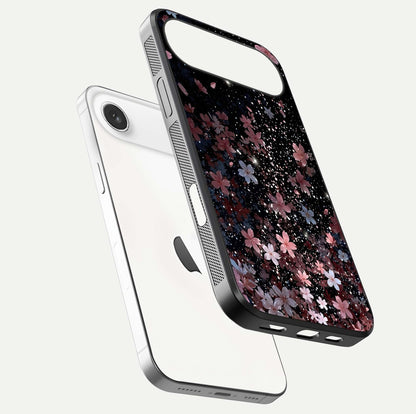 Starlit Flower Dreams Glass Case for iPhone Air  floating dual-view mockup displaying gloss and print clarity