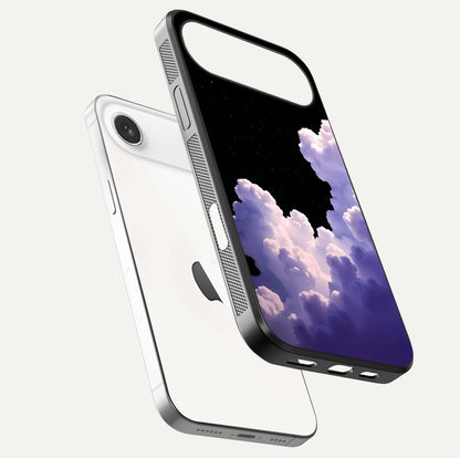 Starlit Night Whispers Glass Case for iPhone Air  floating dual-view mockup displaying gloss surface and depth