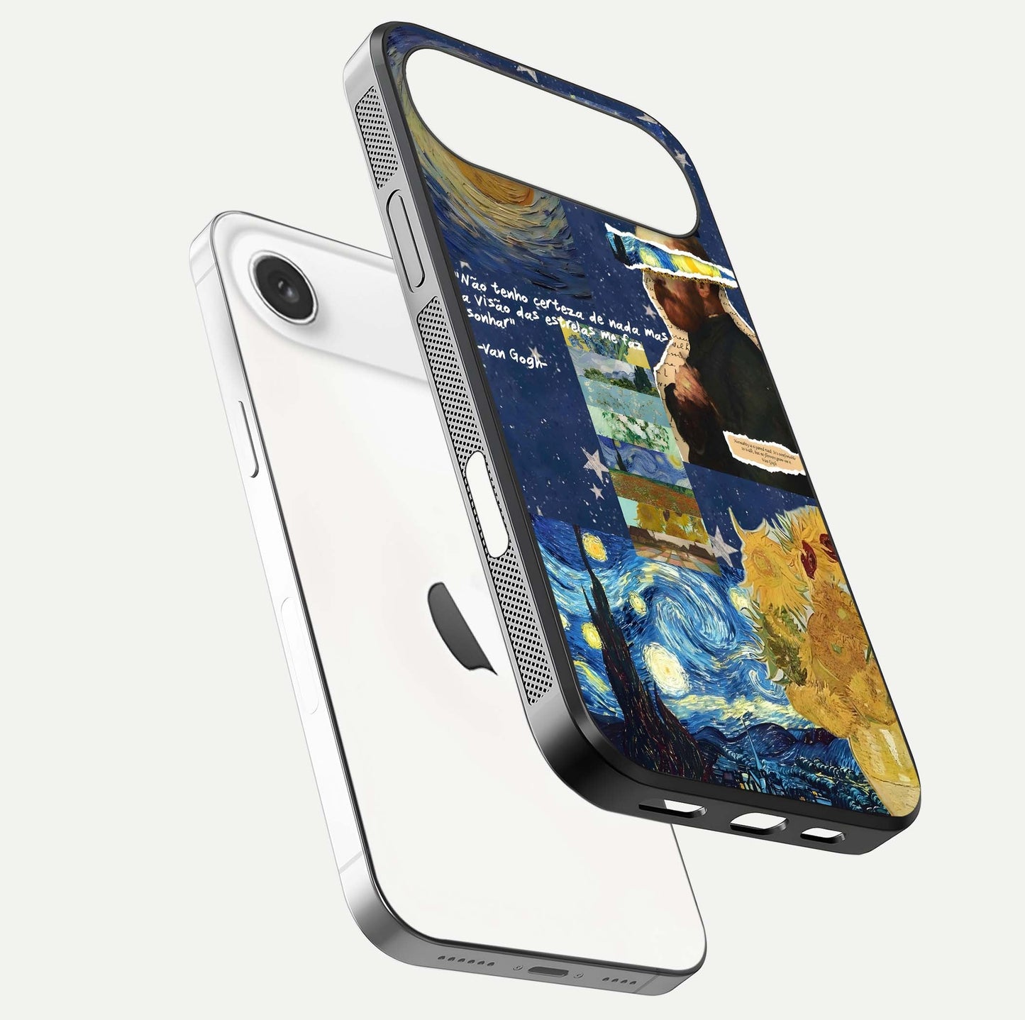 Starry Dream Vision Glass Case for iPhone Air  floating dual-view mockup displaying gloss surface and clarity