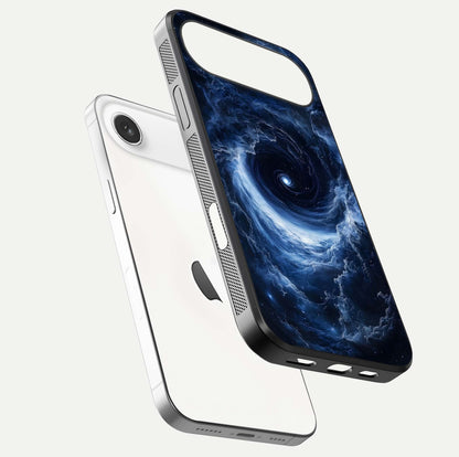 Stunning Galaxy Glass Case for iPhone Air  floating dual-view mockup displaying gloss shine and vivid print depth
