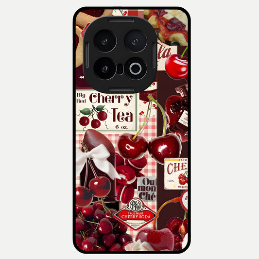  Aesthetic Cherry Tea Glass Case for iQOO 13 back cover – full design glossy printed glass finish