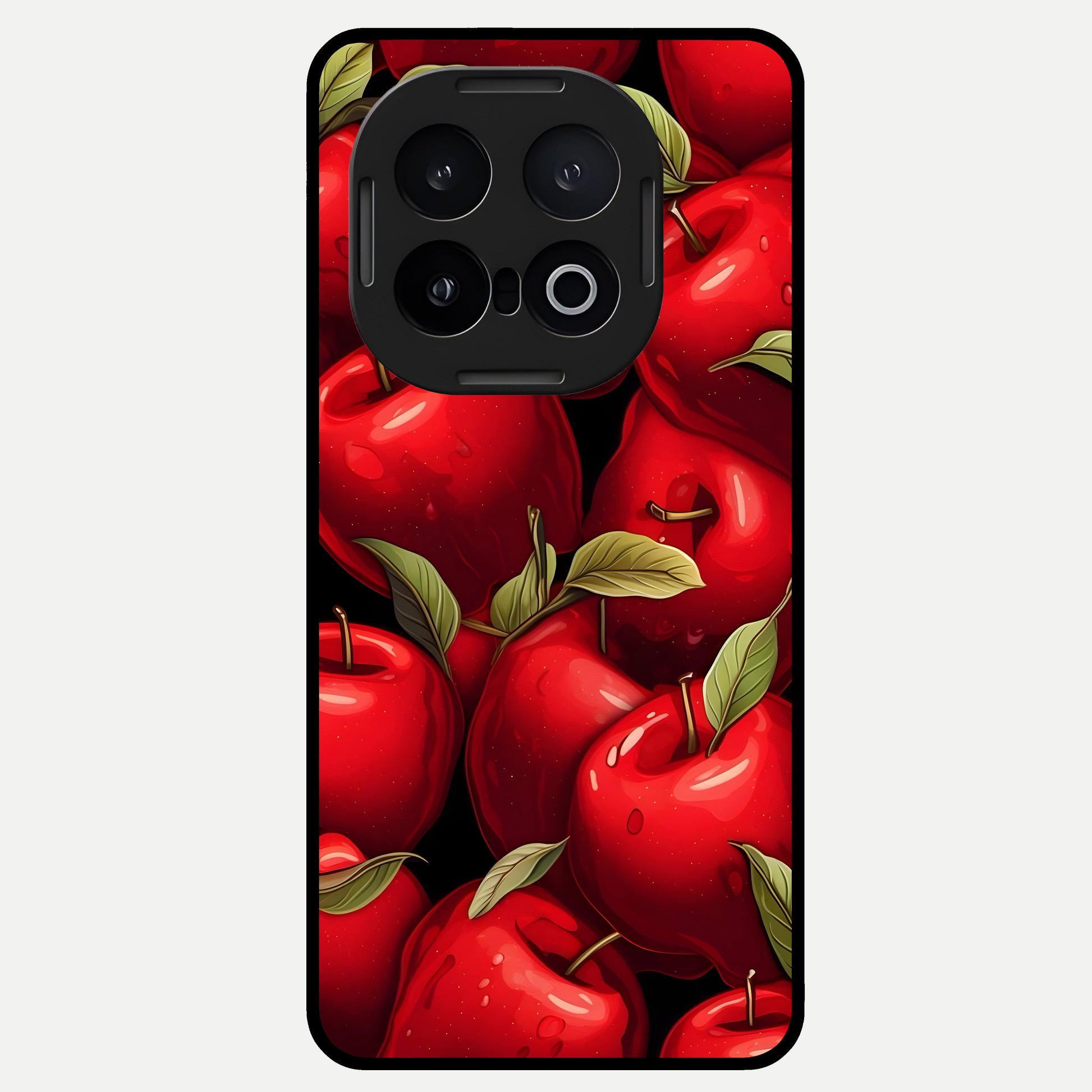  Apple Pattern Glass Case for iQOO 13 back cover – full design glossy printed glass finish
