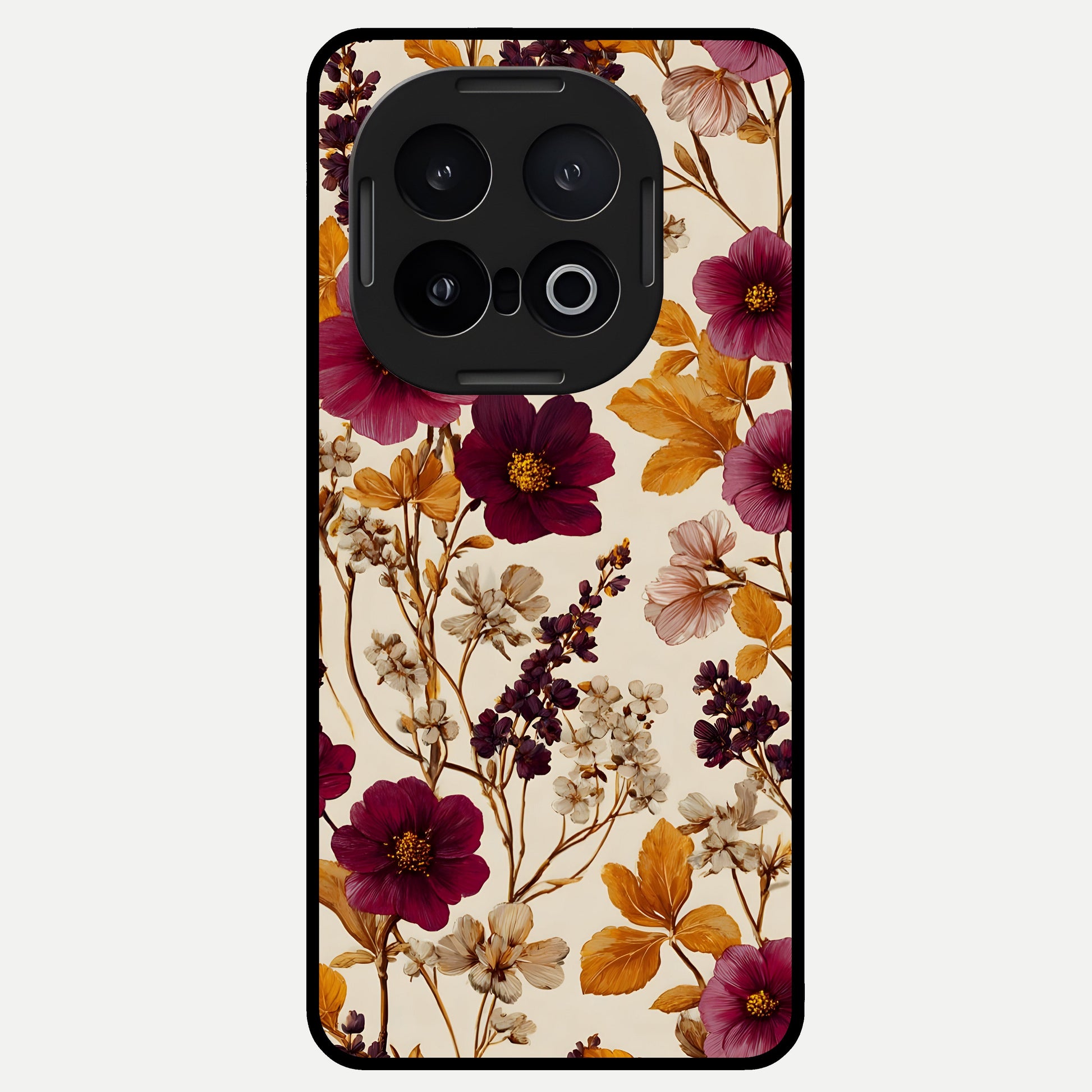  Autumn Wine Bloom Glass Case for iQOO 13 back cover – full design glossy printed glass finish
