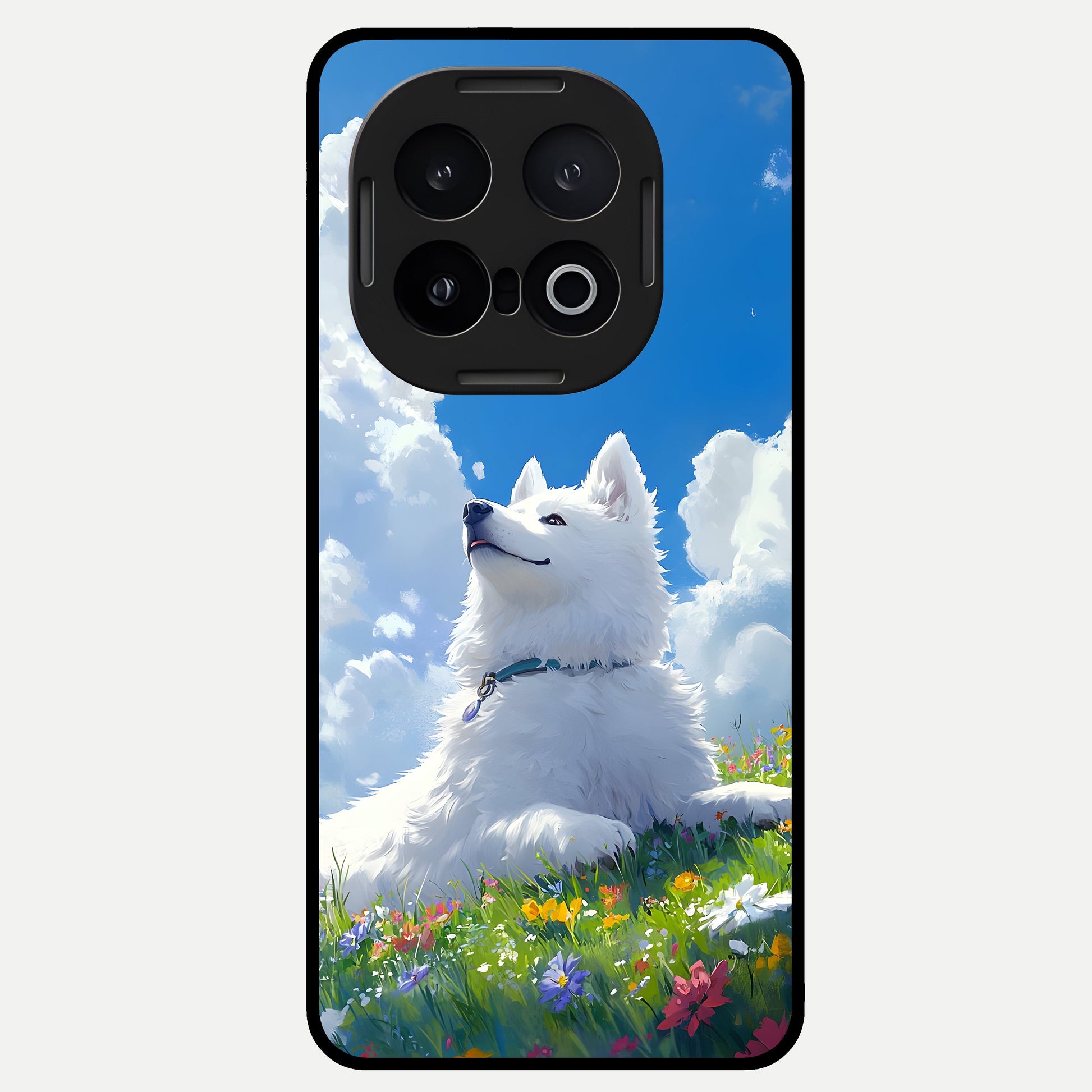  Blissful Cloud Pup Glass Case for iQOO 13 back cover – full design glossy printed glass finish