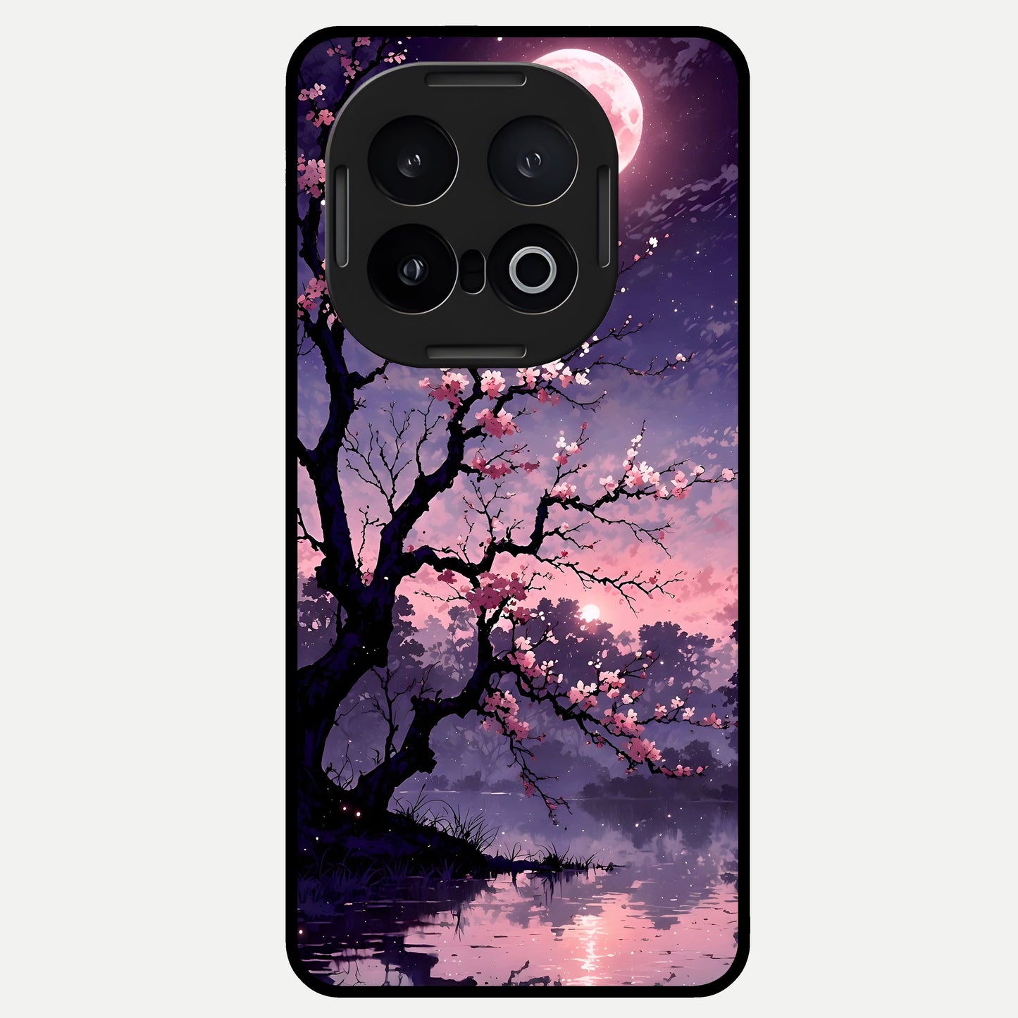  Blossom Pink Moon Glass Case for iQOO 13 back cover – full design glossy printed glass finish