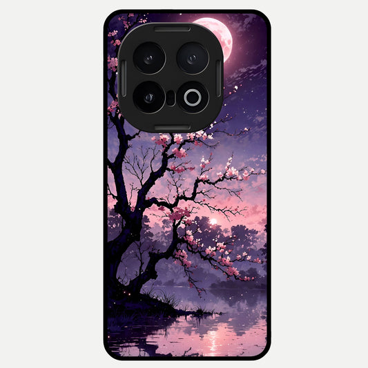  Blossom Pink Moon Glass Case for iQOO 13 back cover – full design glossy printed glass finish