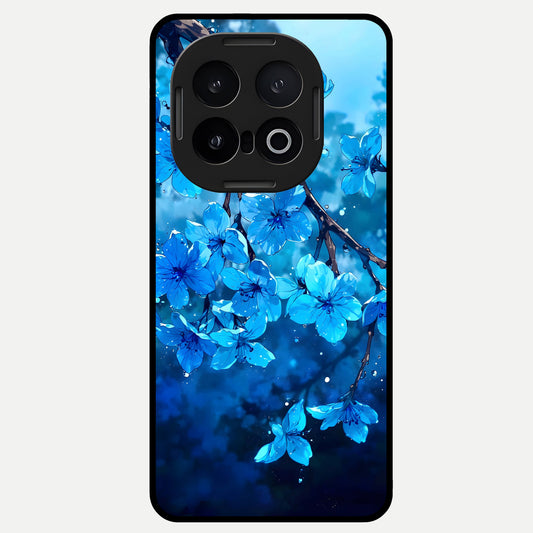  Blue Blossoms Branch Glass Case for iQOO 13 back cover – full design glossy printed glass finish
