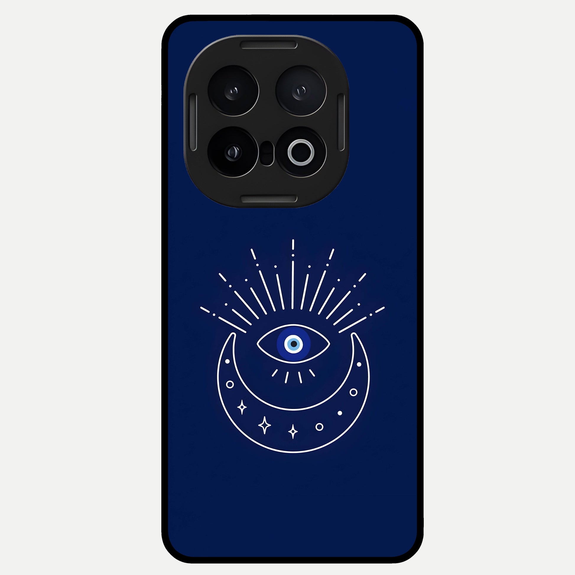  Blue Evil Eye Glass Case for iQOO 13 back cover – full design glossy printed glass finish