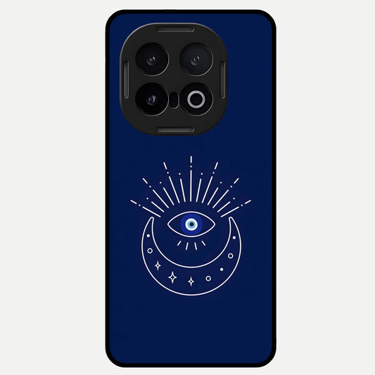  Blue Evil Eye Glass Case for iQOO 13 back cover – full design glossy printed glass finish