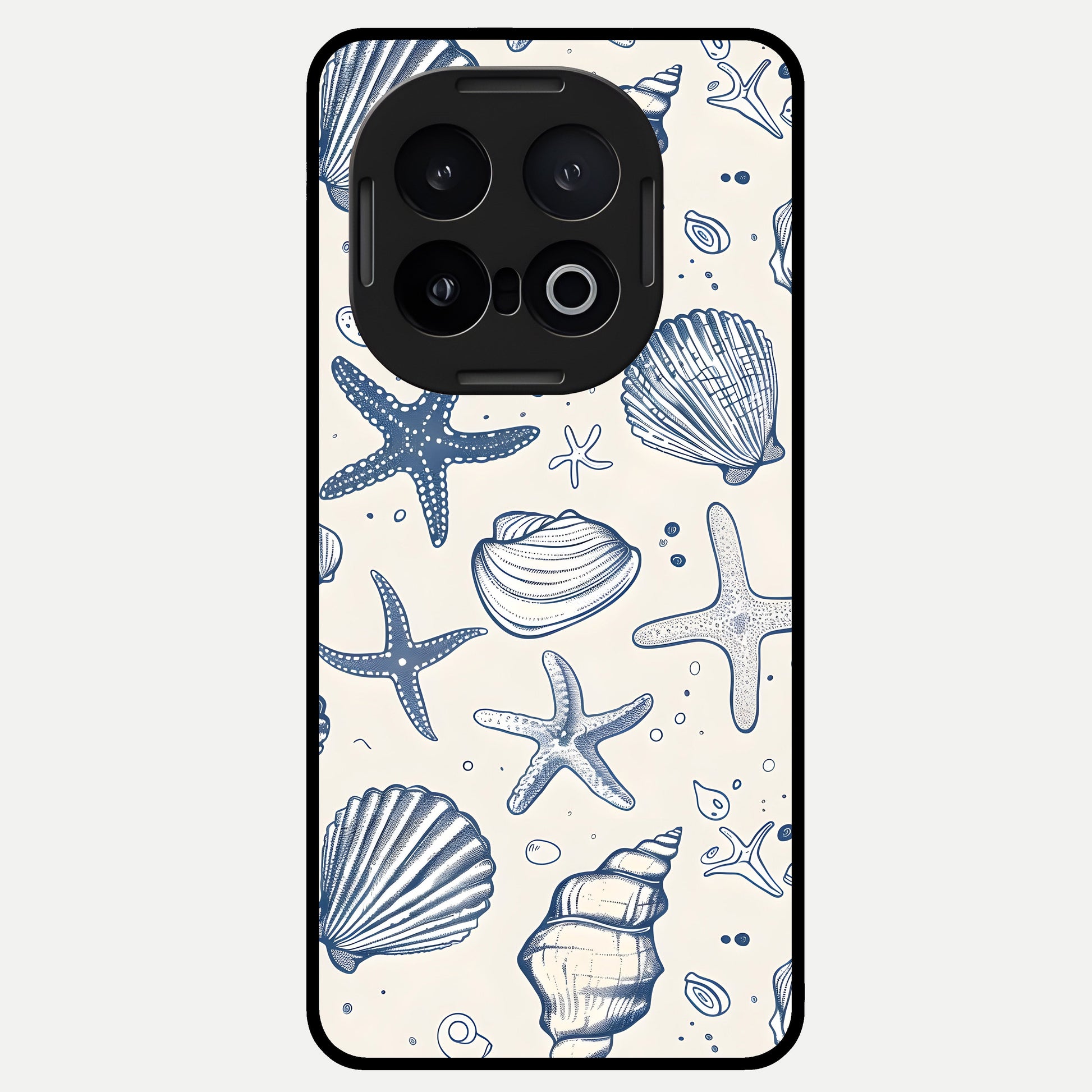  Blue Ocean Outline Glass Case for iQOO 13 back cover – full design glossy printed glass finish