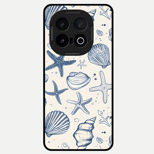  Blue Ocean Outline Glass Case for iQOO 13 back cover – full design glossy printed glass finish