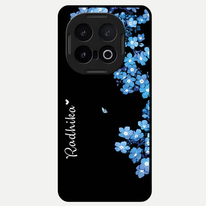  Blue Petal Dream Custom Name Glass Case for iQOO 13 back cover – full design glossy printed glass finish