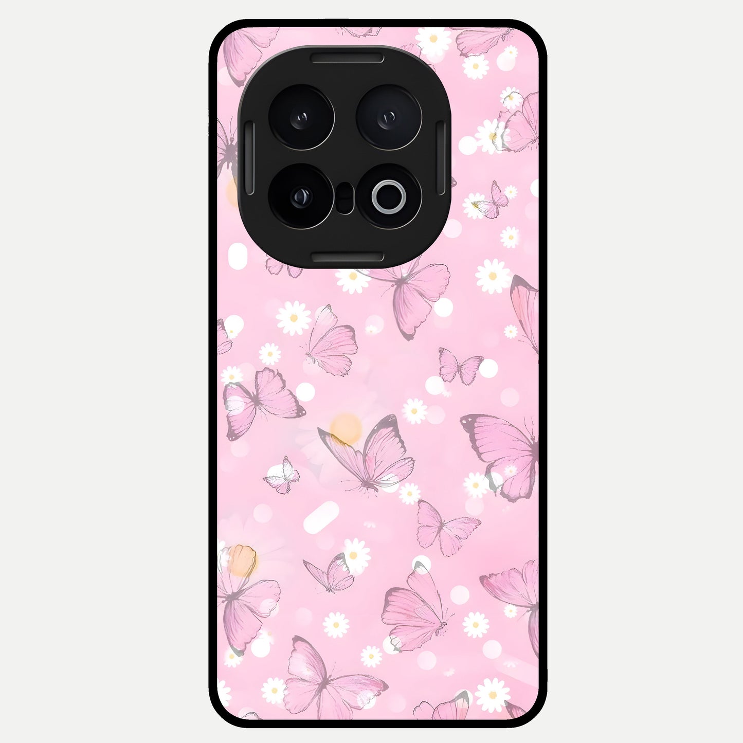  Blush Butterfly Garden Glass Case for iQOO 13 back cover – full design glossy printed glass finish