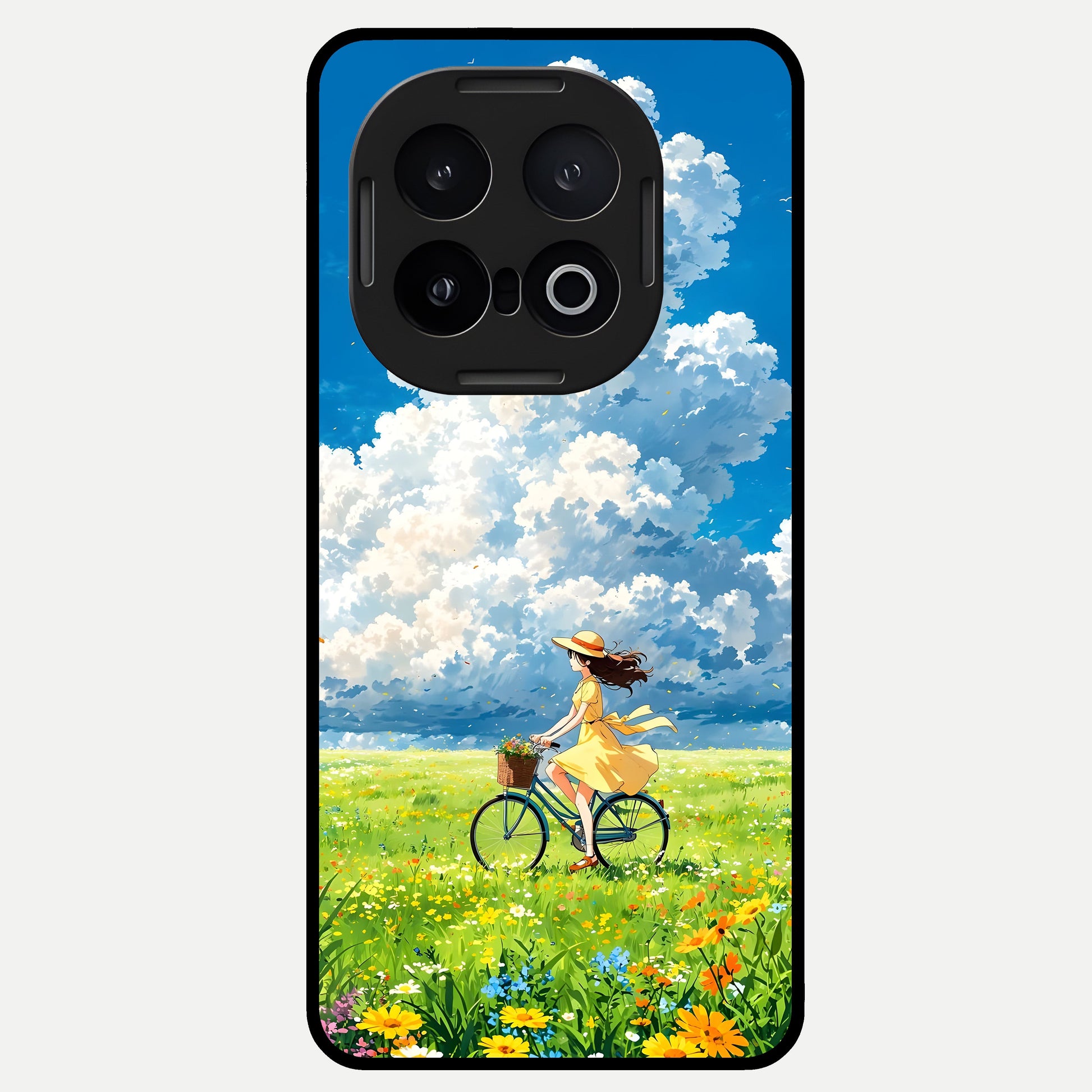  Breezy Meadow Ride Glass Case for iQOO 13 back cover – full design glossy printed glass finish