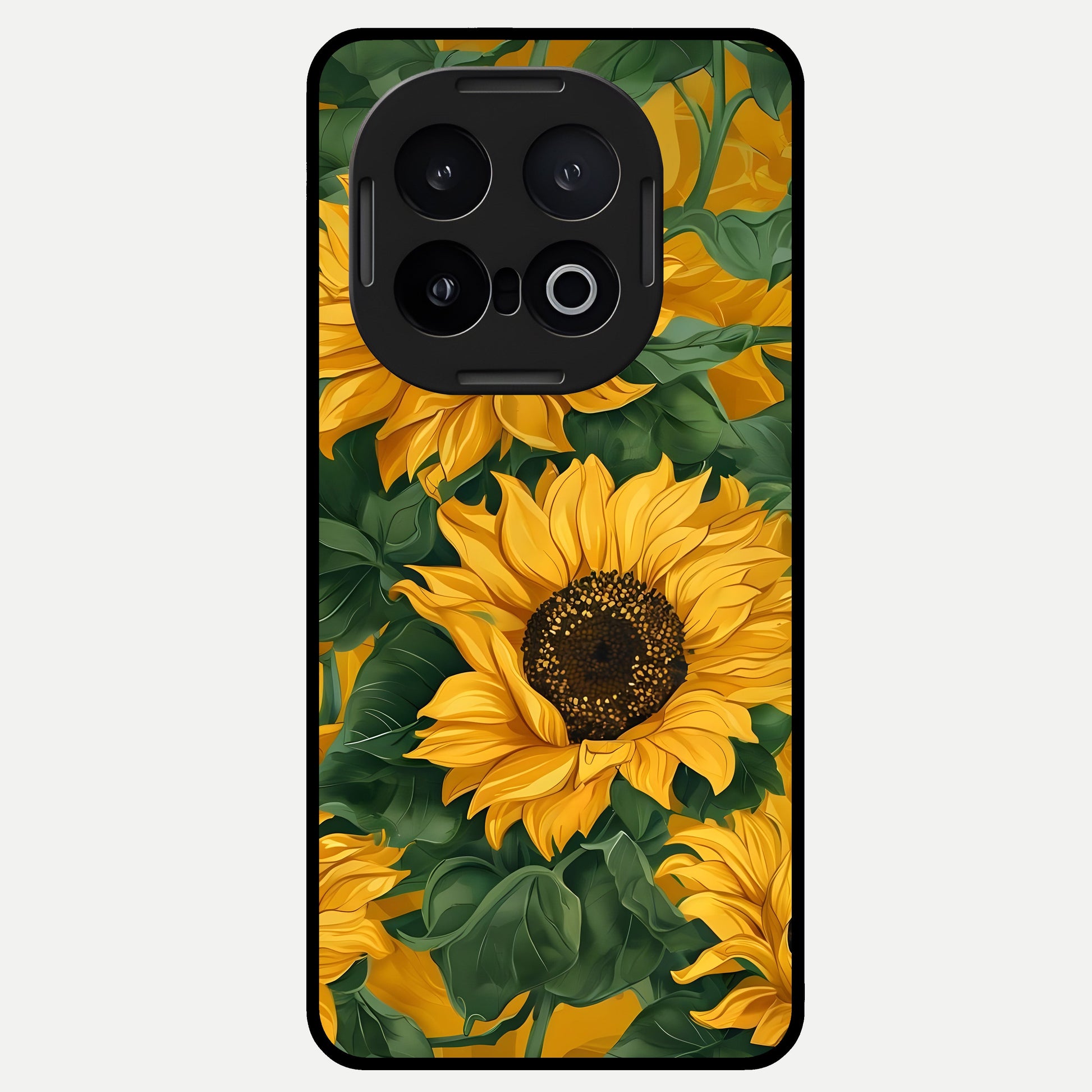  Bright Sunflower Bloom Glass Case for iQOO 13 back cover – full design glossy printed glass finish