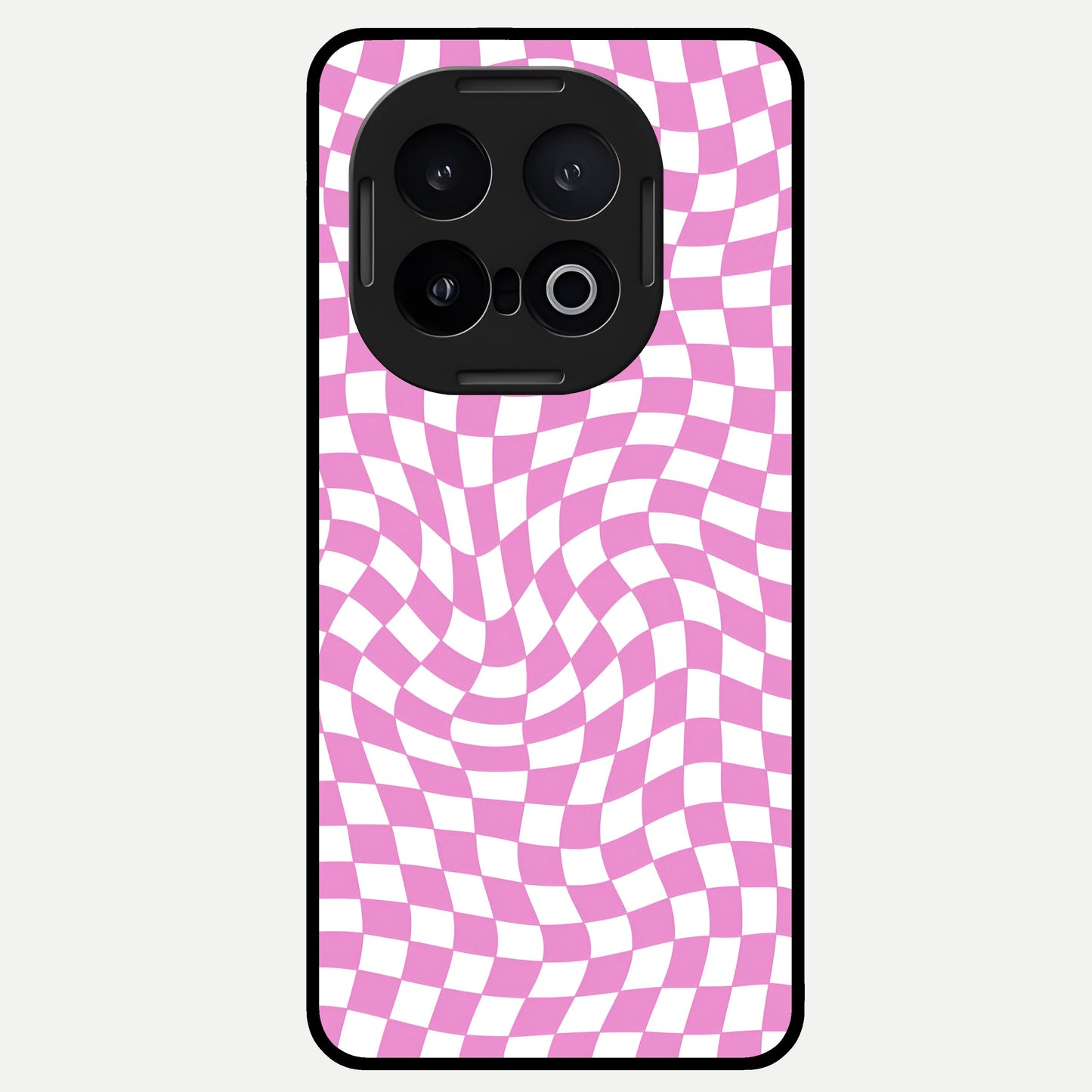  Bubblegum Check Wave Glass Case for iQOO 13 back cover – full design glossy printed glass finish