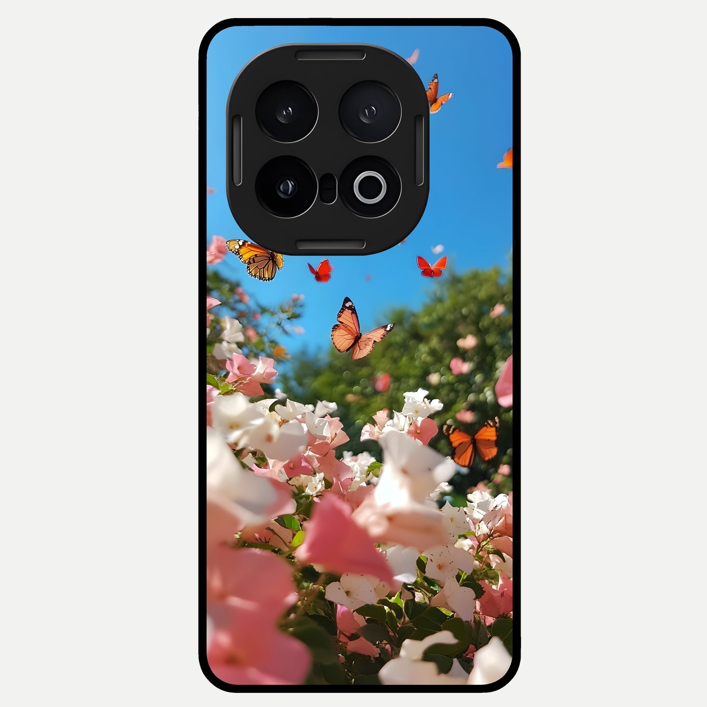  Butterflies In Bloom Sky Glass Case for iQOO 13 back cover – full design glossy printed glass finish