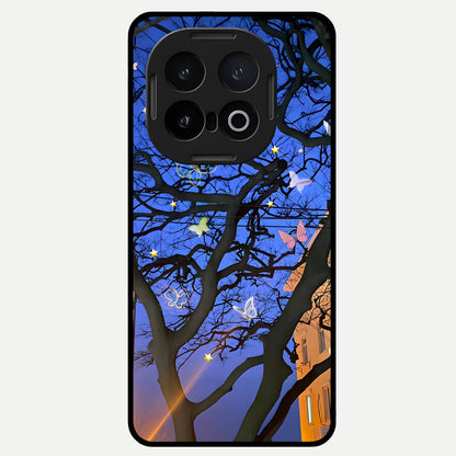  Butterfly Night Magic Glass Case for iQOO 13 back cover – full design glossy printed glass finish