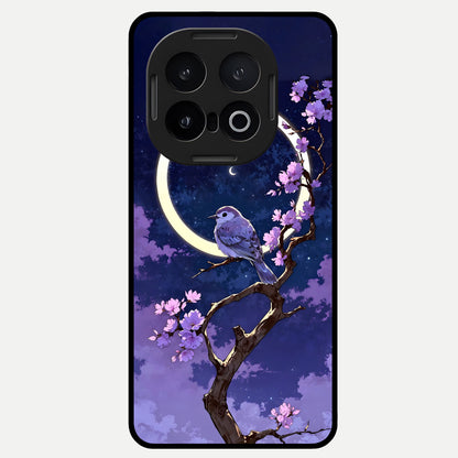  Celestial Bird Blossom Glass Case for iQOO 13 back cover – full design glossy printed glass finish