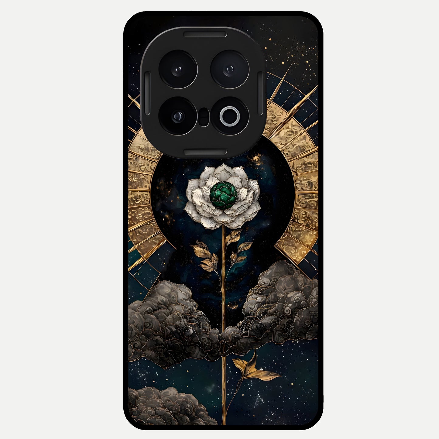  Celestial Lotus Morang Glass Case for iQOO 13 back cover – full design glossy printed glass finish