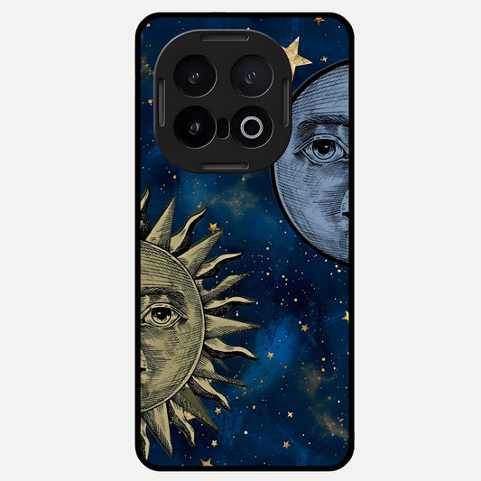  Celestial Moon With Sun Glass Case for iQOO 13 back cover – full design glossy printed glass finish