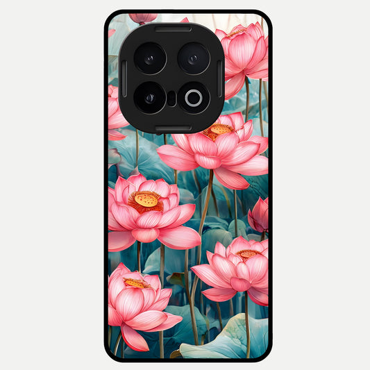  Celestial Pink Lotus Glass Case for iQOO 13 back cover – full design glossy printed glass finish
