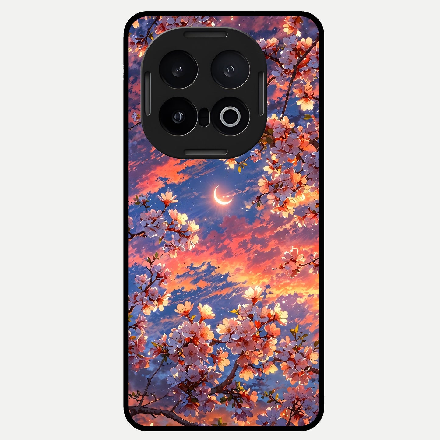  Celestial Sakura Sunset Glass Case for iQOO 13 back cover – full design glossy printed glass finish