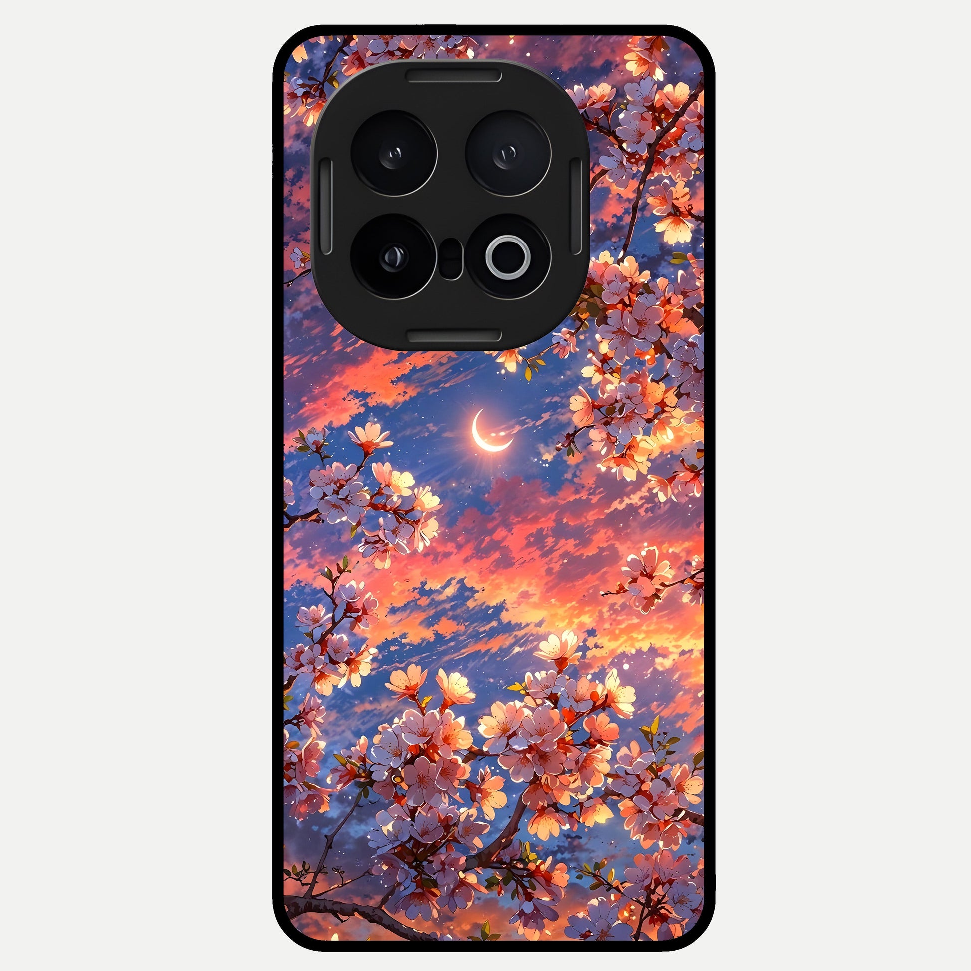  Celestial Sakura Sunset Glass Case for iQOO 13 back cover – full design glossy printed glass finish