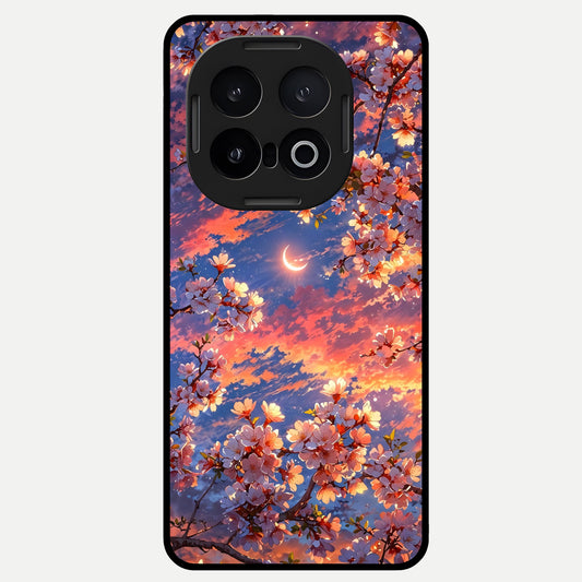  Celestial Sakura Sunset Glass Case for iQOO 13 back cover – full design glossy printed glass finish