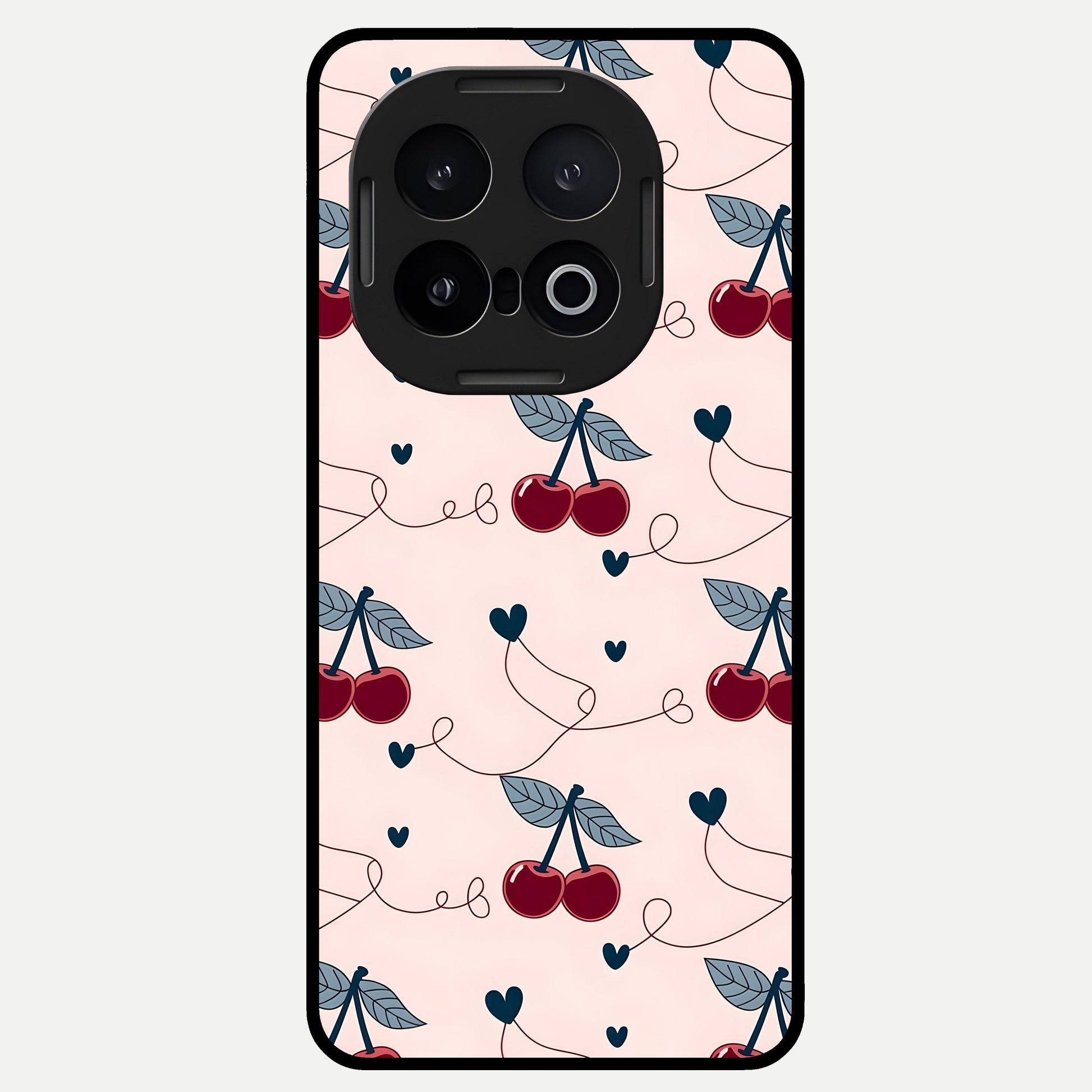  Cherry Heart Line Glass Case for iQOO 13 back cover – full design glossy printed glass finish