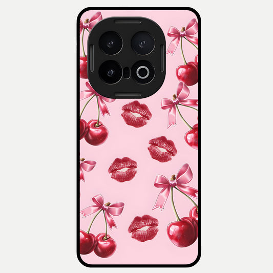  Cherry With Lips Glass Case for iQOO 13 back cover – full design glossy printed glass finish