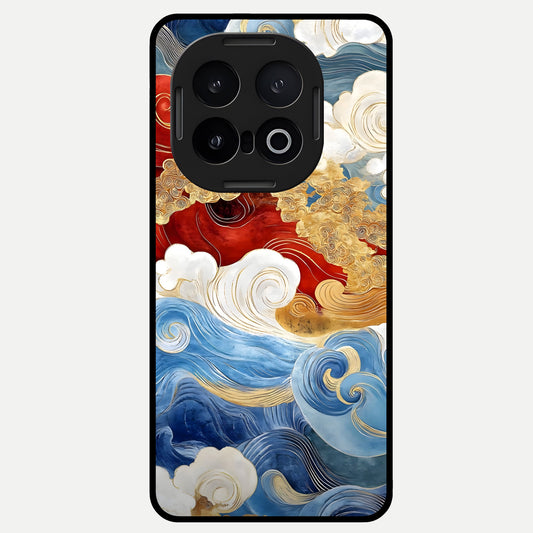  Colored Waves Glass Case for iQOO 13 back cover – full design glossy printed glass finish