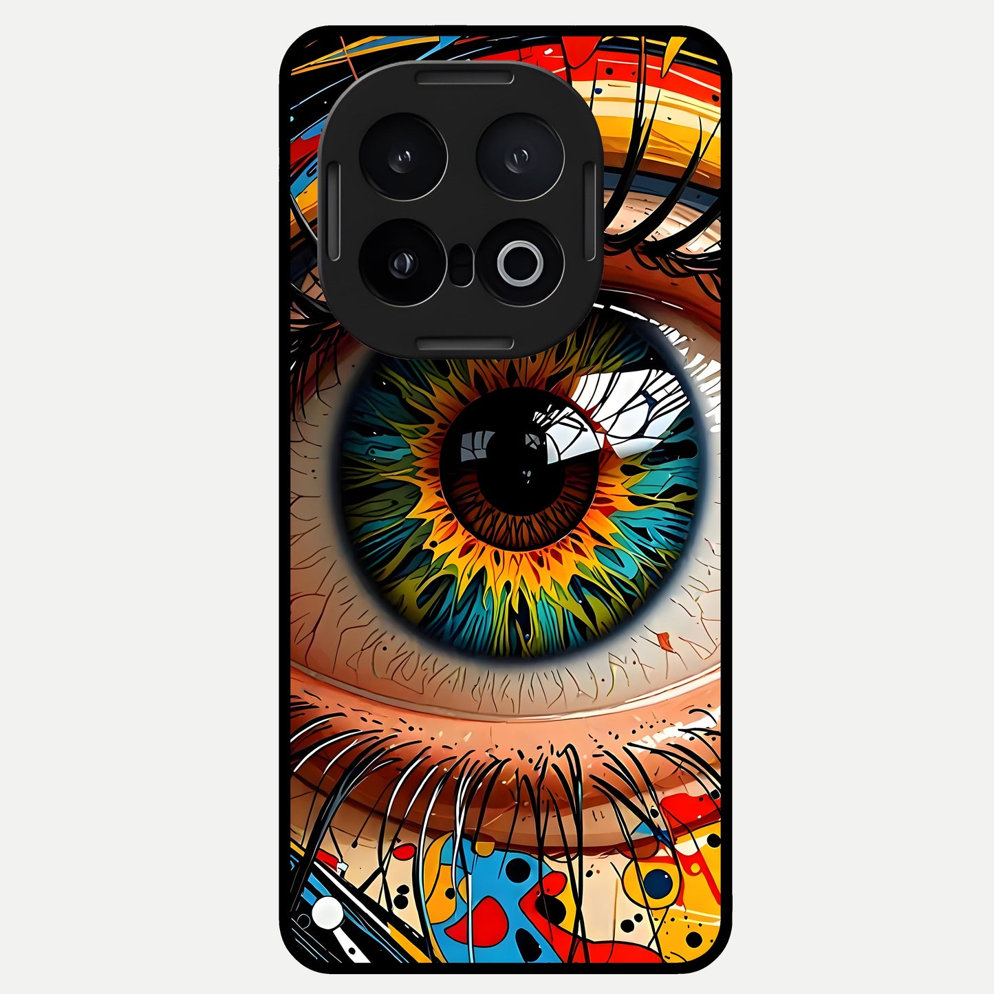  Colorful Eye Glass Case for iQOO 13 back cover – full design glossy printed glass finish