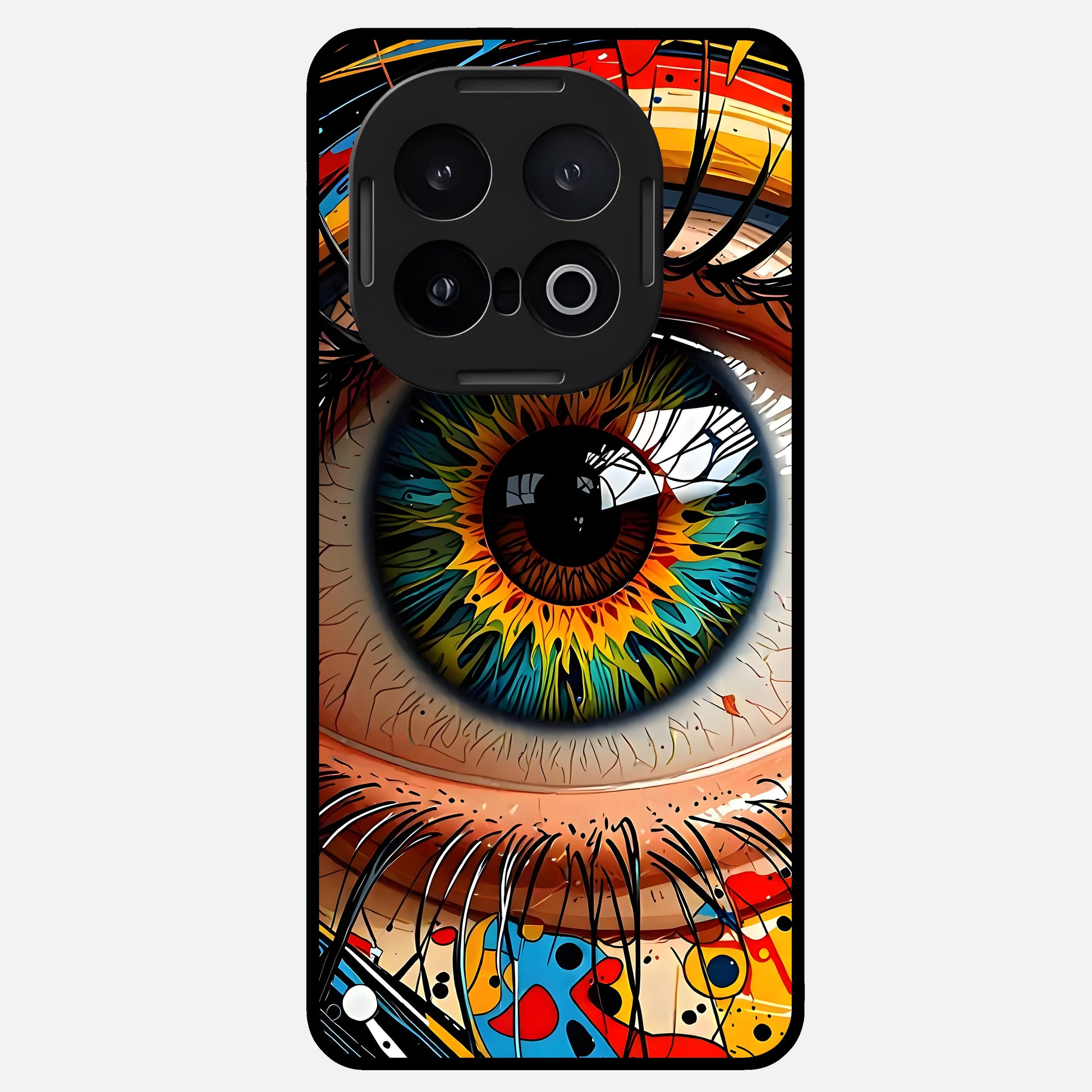  Colorful Eye Glass Case for iQOO 13 back cover – full design glossy printed glass finish