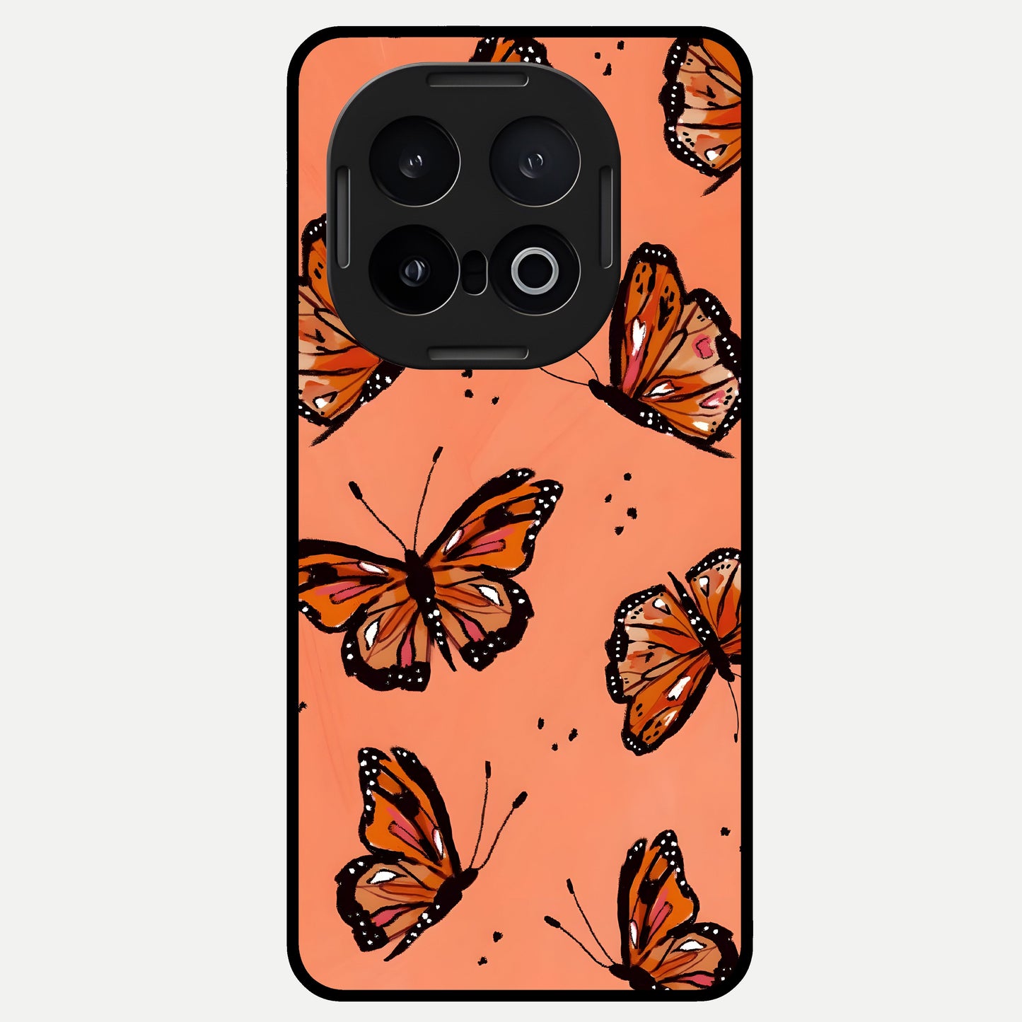  Coral Wing Butterfly Glass Case for iQOO 13 back cover – full design glossy printed glass finish