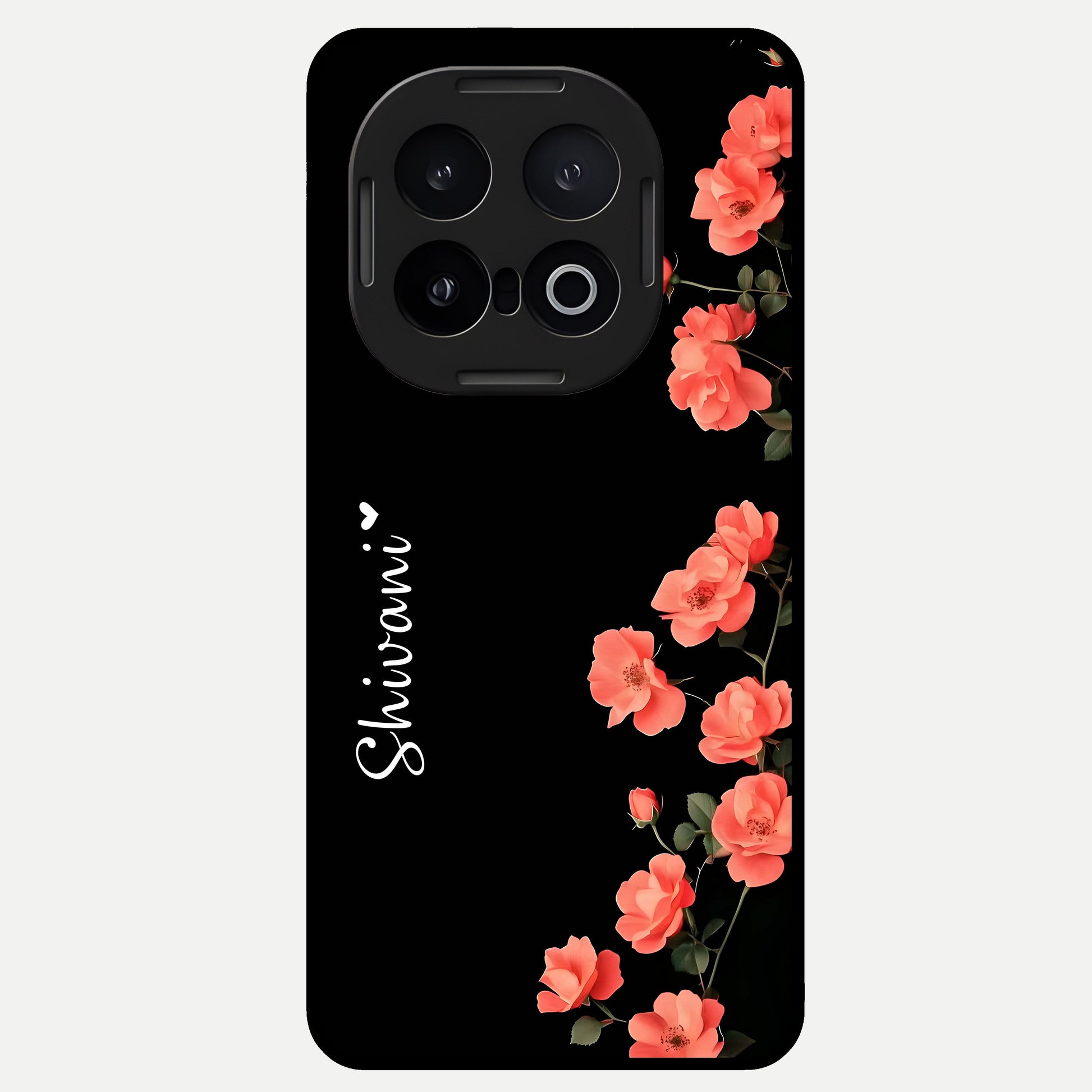  Crimson Bloom Grace Custom Name Glass Case for iQOO 13 back cover – full design glossy printed glass finish
