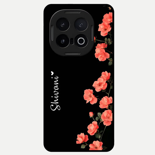  Crimson Bloom Grace Custom Name Glass Case for iQOO 13 back cover – full design glossy printed glass finish